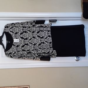 A black dress/attached top